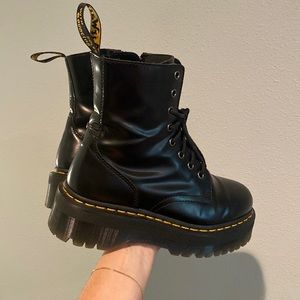 WORN ONCE - Doc Martens - platform - zipper and lace up - black